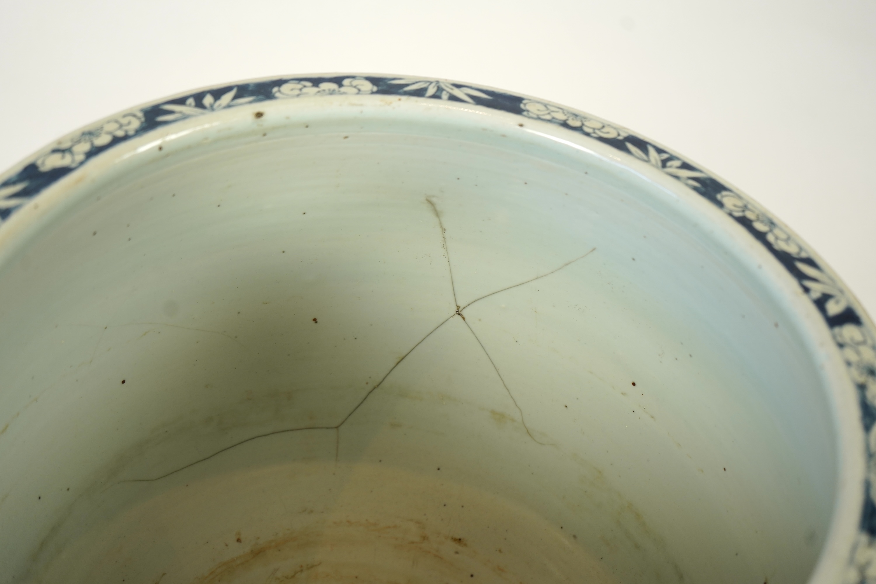 A large Chinese blue and white ‘sages’ fish bowl, early 20th century